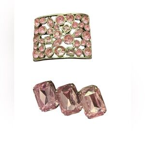 Set of 2 Vintage pink rhinestone brooches